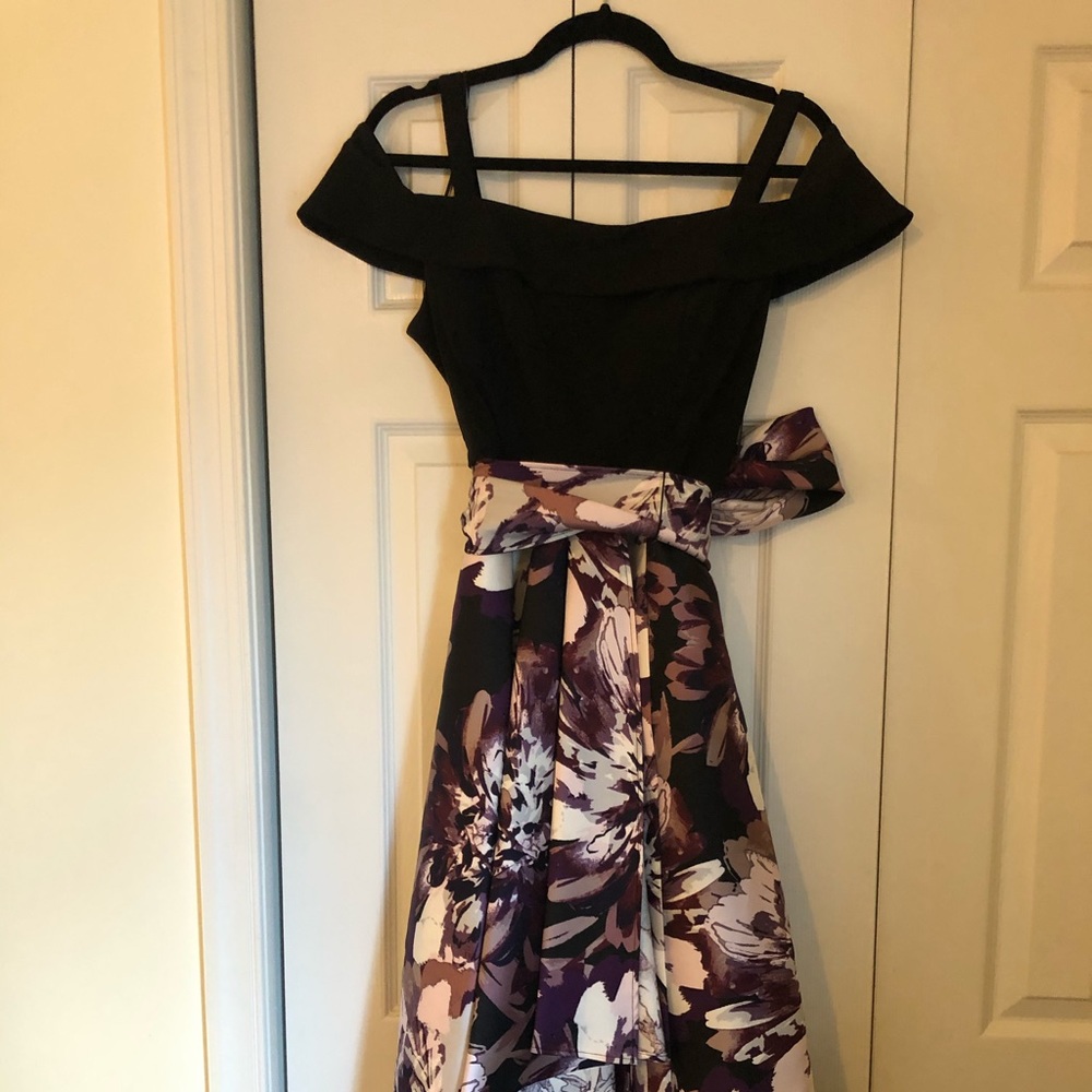 R&M Richards High Low Cold Shoulder Formal Dress